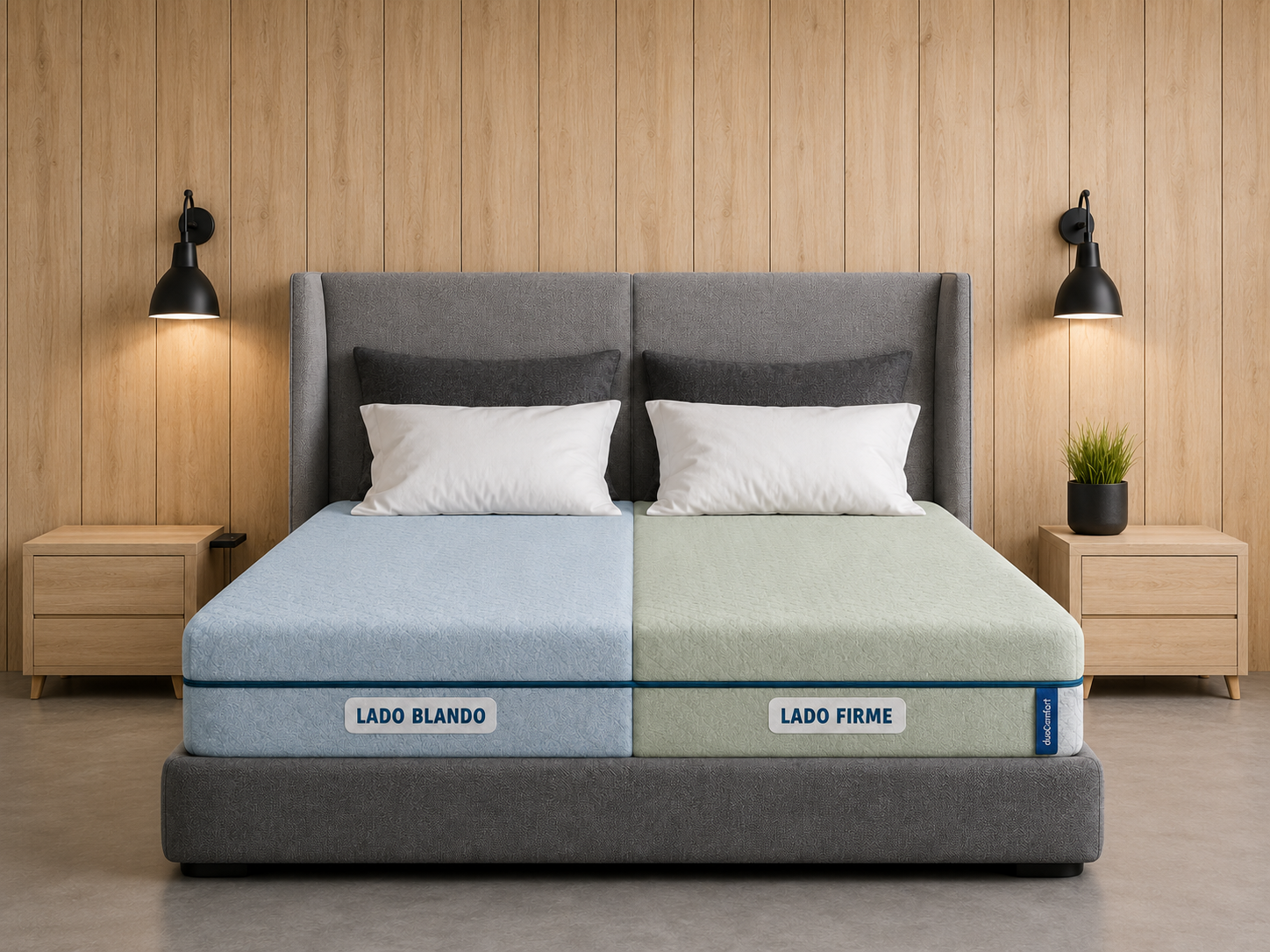 Cama con distintas firmezas para elegir un colchón en pareja según las preferencias de cada persona